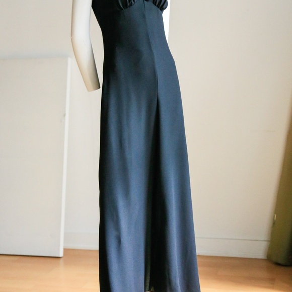 Black Halter Neck Maxi Dress with Rhinestone Detail - Picture 2 of 8
